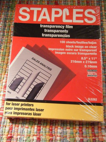 Transparency Film: Sealed 100 Sheets, Laser Printer, Staples SL5263, 3M Xerox