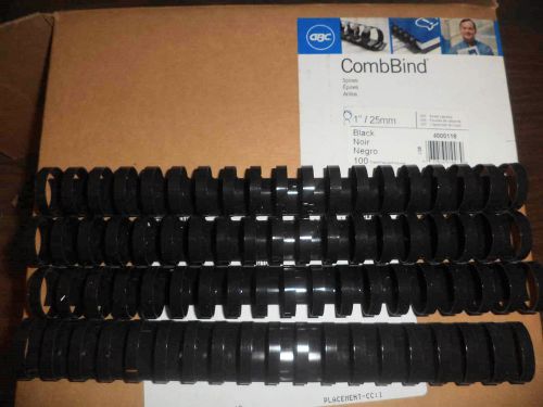 LOT OF 112 GBC COMB BINDER SPINES OFFICE REPORTS PROPOSALS 1&#034; 25mm BLACK