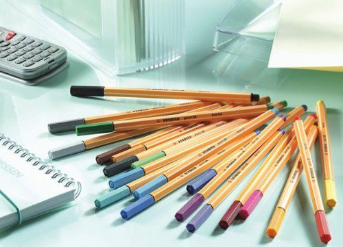 Water Based Ink Vibrant Color Point Long Wearing Tip Unique Hexagonal 88 Pen Set