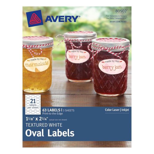 Avery textured oval labels white 1.125 x 2.25 inches pack of 63 (80502) avery for sale