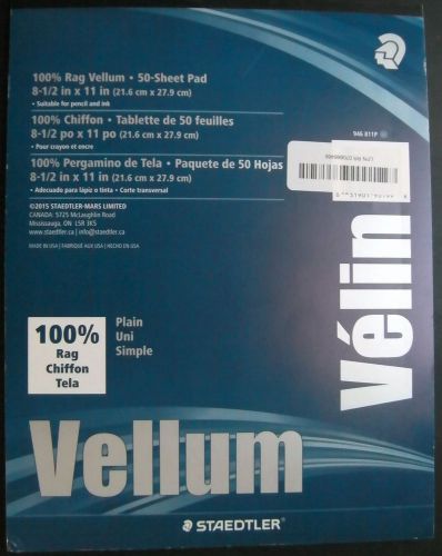 Staedtler Mars Vellum Paper 16# Rag 8.5&#034; x 11&#034; Plain 50 Sheets 946811P