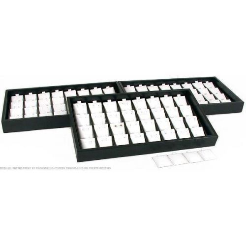 100 white puff earring card display &amp; black tray for sale