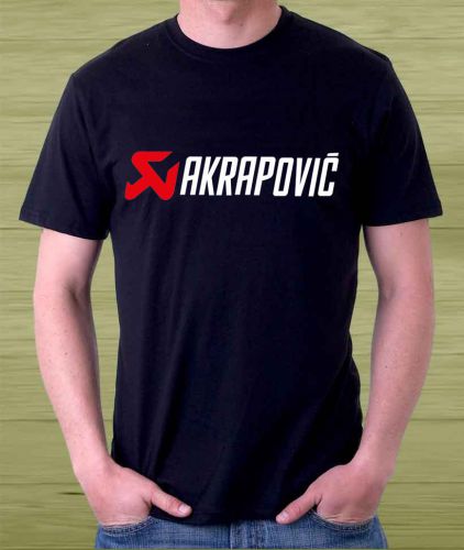 New Akrapovic Exhaust System Motorcycle Logo Men&#039;s Black T Shirt Size S to 3XL