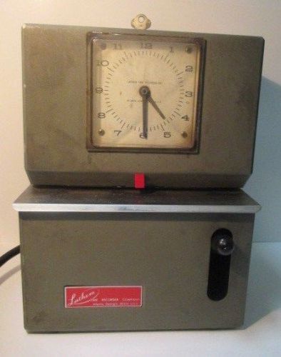 Vintage LATHEM Time Clock Model 2121 Employee Time Recorder W  Key