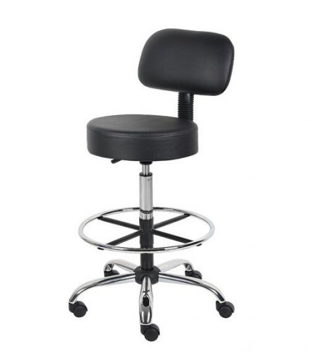 Caressoft Medical/Drafting Stool Dental Chair with Back Cushion Black New