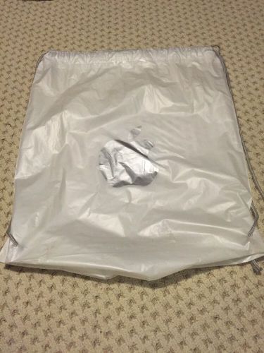 Apple Store plastic drawstring merchandise shopping bag logo backpack white