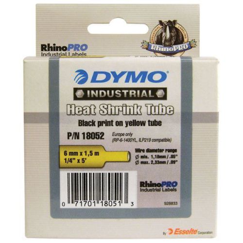 RHINO 18054 Rhino Heat shrink Tube for RhinoPro Tape-Length:5&#039;,W:3/8&#039;,Color:YLW