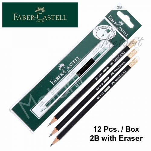 Box 12 FABER CASTELL Pencils 2B With Eraser Germany Bleistift Crayons Graphite