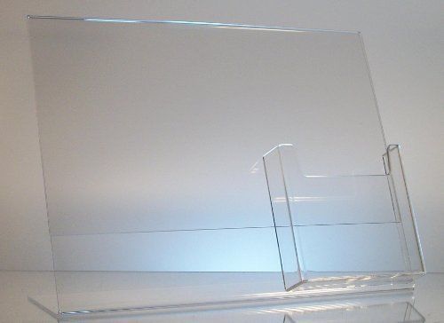 Dazzling Displays Acrylic 11 x 8.5 Slanted Sign Holders with Brochure Holder