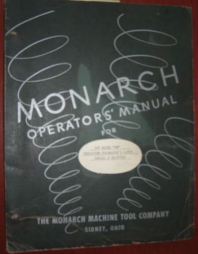 Monarch 10EE Operator&#039;s Manual @ 1953