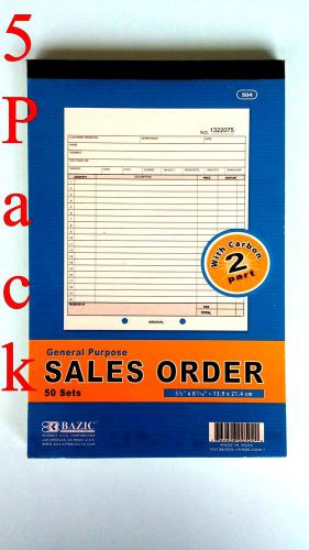 5 pack SALES ORDER Record BOOK, 2 Part 50 Sets Numbered Original w/Carbon