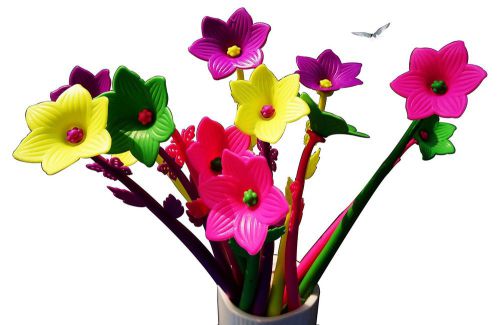 BUOP Daffodil Flower Style Ball-Point Pens Extra Fine Black Gel Ink Pens Asso...