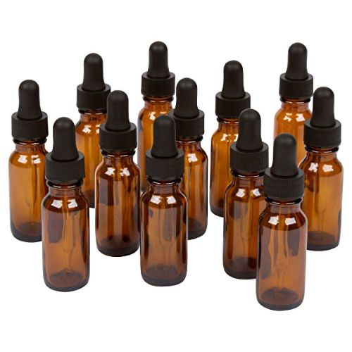 12-pack amber boston round glass bottles w/dropper w/black rubber bulb, 1/2-oz for sale