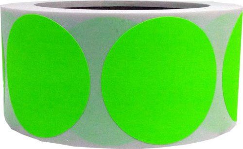 Fluorescent Green Color Coding Dot Labels 2&#034; Inch Round - 500 Colored Circle ...