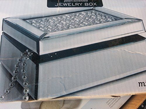 Mirror Finish Pearl Accented Jewelry Box, 8 X 6 X 3 75&#034;