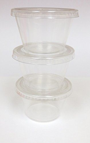 Crystalware Disposable Plastic Portion Cups with Lids, 100 Sets (4 oz.) Clear