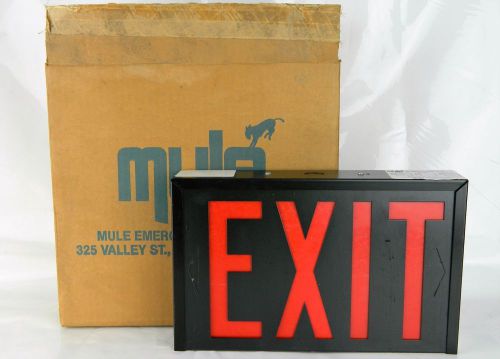 Black &amp; red Emergency Exit Light Sign Mule Commercial Unit Industrial New In Box