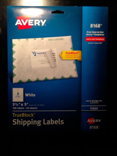 Avery 8168 Inkjet Shipping Labels 3 1/2 x 5 - 100 Labels 25 Sheets - White - NEW