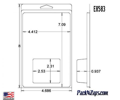 E8583: 300- 8&#034;H x 4.7&#034;W x 0.94&#034;D Clamshell Packaging Clear Plastic Blister Pack