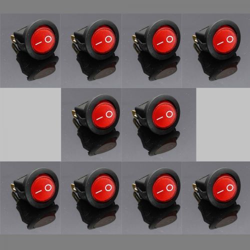 10x Small Red Round Rocker Switch Red Illuminated Lighted Mini Automotive On/Off