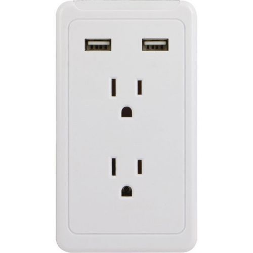 GE 13465 Wall Tap &amp; Eye Indicator Light 2 USB Ports/2 Outlets