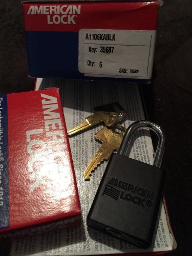 American lock a1106kablk set of 6 lockout padlock black 1/4 inch new! for sale