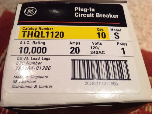 Box of 10 THQL1120 Model S 20 amp breakers