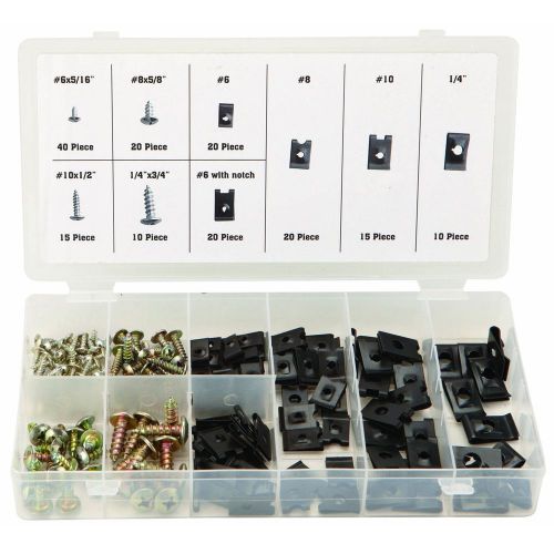 170 PC.U-CLIP&amp;SCREW ASSORTMENT/5 OF THE MOST COMMONLY USED  U-CLIPS &amp; SCREWS
