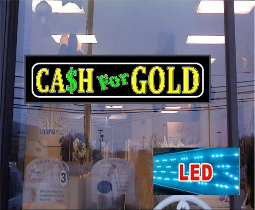 LED Light Box Sign- 46&#034;x12&#034;- CASH FOR GOLD - Neon/Banner altern - Window sign