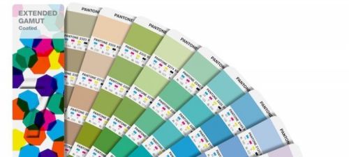 Pantone EXTENDED GAMUT Coated Guide. Colours simulated in 7 colour process.