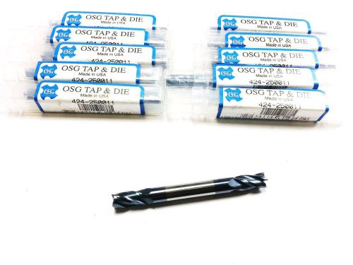 (Lot of 10) 1/4&#034; OSG Carbide TiALN 4 Flute Double End Mill *NR* (Q 560)