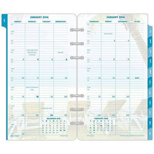 Day-Timer Monthly Planner Refill 2016, Two Page Per Month, Coastlines, Portable