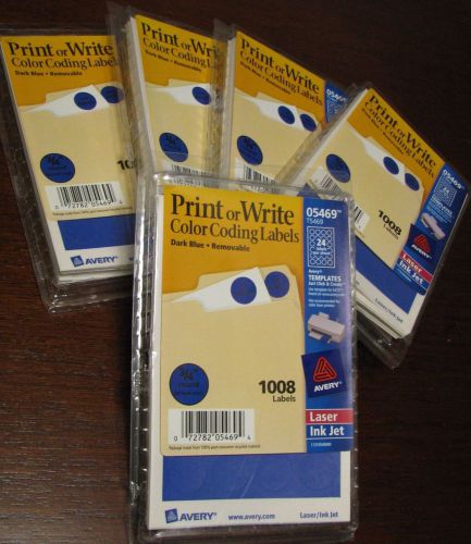 Avery Dark Blue Removable Color Coding Labels 5469, 3/4&#034; Round, 1008 - 5 packs!
