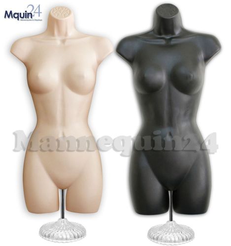 Mannequin Dress Forms (Set of Female Black &amp; Flesh) w/Stand +Hanging Hook Pants