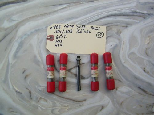 6-PCS - NEW YORK TWIST DRILL - PILOTED THRD SHK REAMERS .301/308  NOS