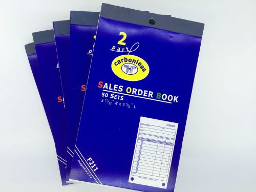 5 x Carbonless Sales Order Receipt Record Book 2 Part 50 Sets Duplicate Copy
