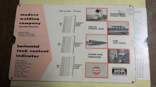 1976 Modern Welding Co. Horizontal Tank Content Indicator Chart Slide Rule gwc