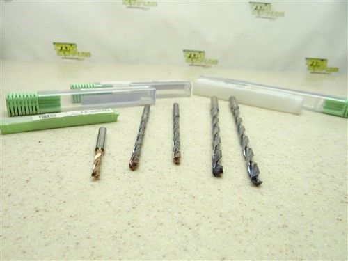NEW! LOT OF 5 HSS COOLANT FED DRILLS 1/32&#034; TO 1/4&#034; M.A FORD