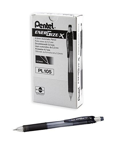 Pentel EnerGize-X Mechanical Pencil 0.5mm Black Barrel, Box of 12 (PL105A)