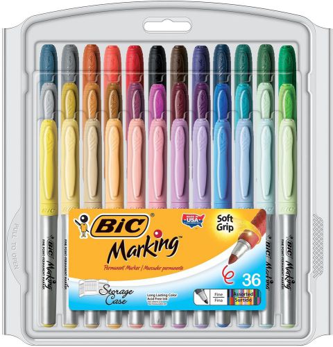 BIC Marking Permanent Marker Fashion Colors Fine Point Assorted Colors 36-Count