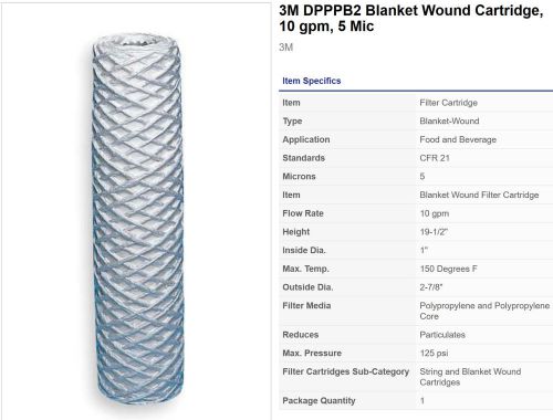 3m dpppb2 blanket wound cartridge, 10 gpm, 5 mic for sale