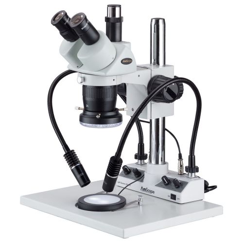 10x-30x super widefield stereo trinocular microscope with led gooseneck and ring for sale
