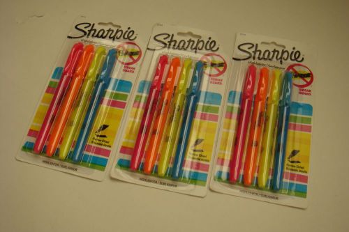 New Sharpie Highlighters 3 x 4 (Total of 12 pens) Pink Yellow Blue Orange 27174