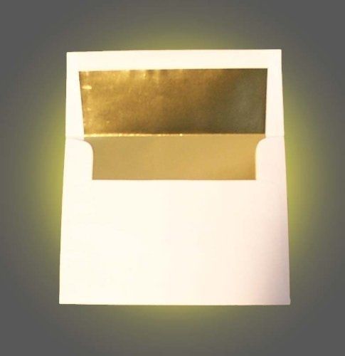 Desktop Publishing Supplies, Inc. White A7 (5 1/4&#034; X 7 1/4&#034;) Gold Foil Lined