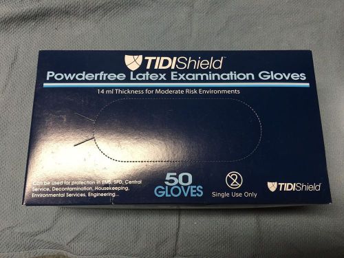 TidiShield BS0470-1 PowderFree Latex Exam Gloves 14ml Thick - 50ct - Full Box