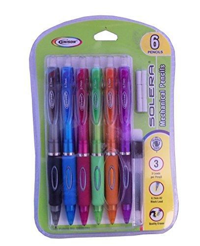 Unison Solera Mechanical 0.7 mm #2 Pencils - 6 Pencils, Replacement Erasers, and