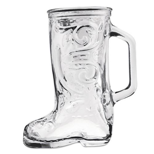Anchor Boot Beer Mug, Glass, 12 1/3 oz, Western Boot, Clear -  24 beer mugs.