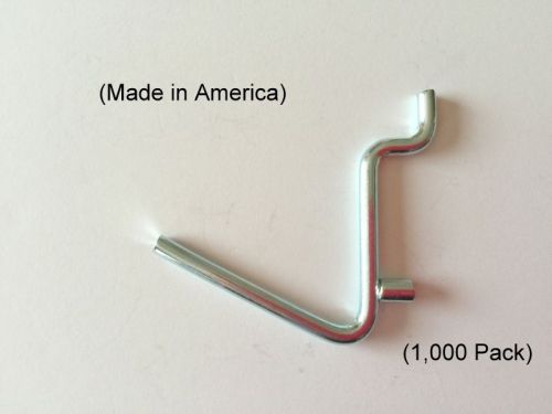 (1000 pack) angle 1 1/2&#034;. all metal peg hooks  for 1/8 &amp; 1/4 inch pegboard (usa) for sale