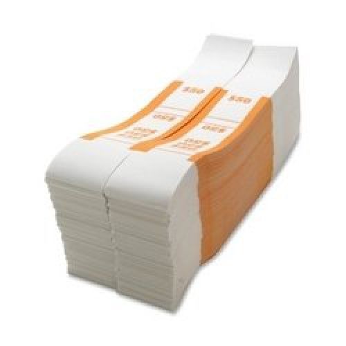 Sparco Bill Strap, 50, 1000 per Box, White/Orange (SPRBS50WK)