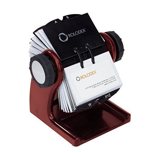 Rolodex Wood Tones Collection Open Rotary Business Card File, 400-Card, Mahogany